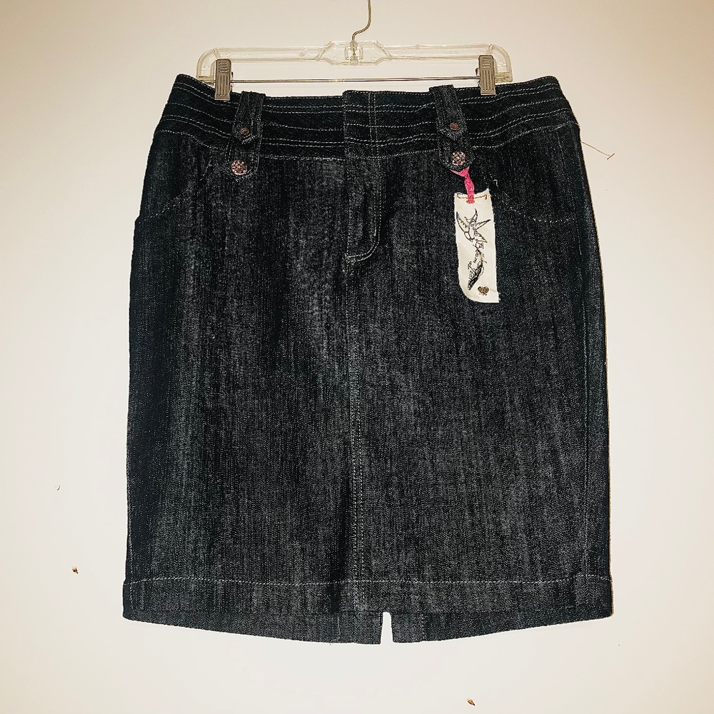 New with Tags Boom Boom Jeans Dark Blue Denim Jean Skirt w/Front Zipper Size 1X
